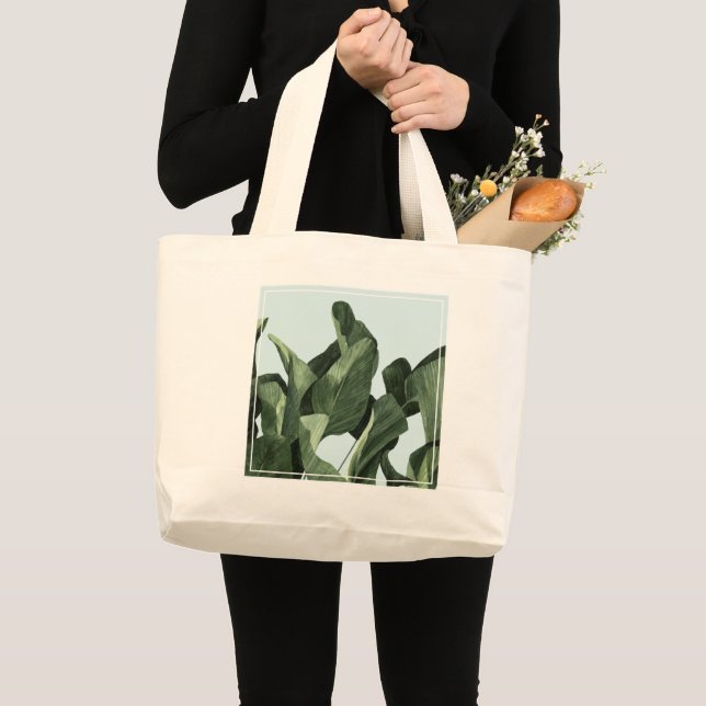 Grand Tote Bag Palms Celadon (Devant (produit))