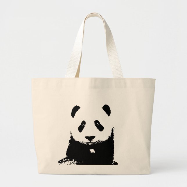 Grand Tote Bag Panda noir et blanc (Devant)