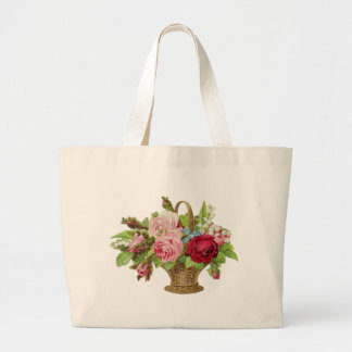 Grand Tote Bag Panier rose de fleur de cru