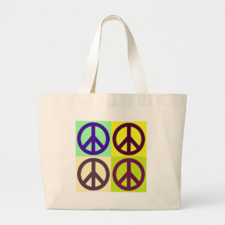 Grand Tote Bag Panneau de Paix Pop Art