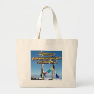 Grand Tote Bag Panneau indicateur au sommet du Kilimanjaro kenya
