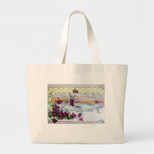 Grand Tote Bag Pansies ROMANTICA, Violets, Floral d'hiver
