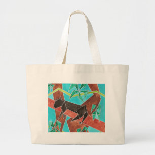 Grand Tote Bag Panthère de la jungle Art abstrait original