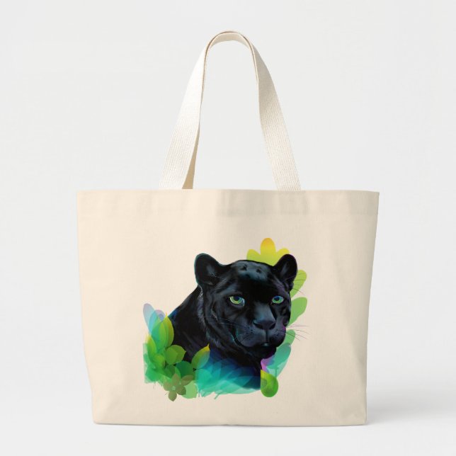 Grand Tote Bag PANTHÈRE NOIRE et JUNGLE de MÉLANGE (Devant)