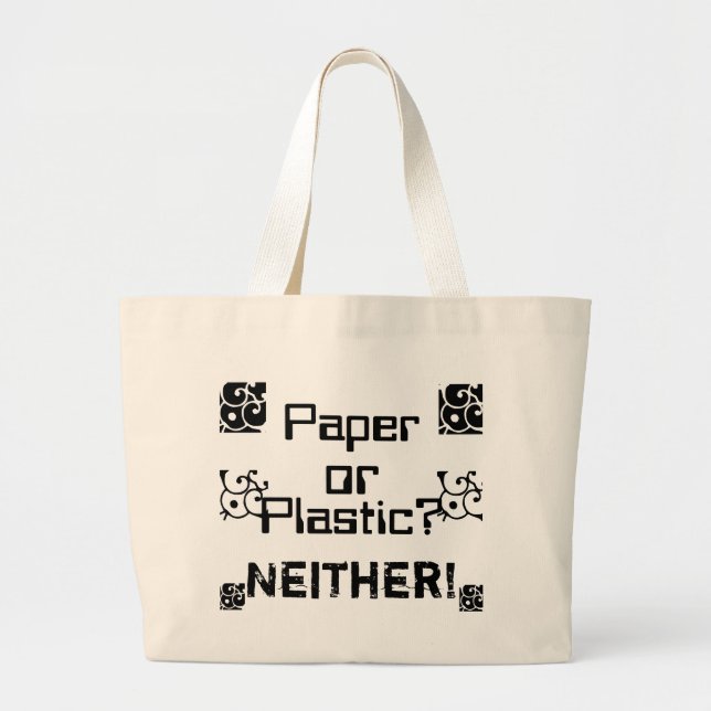 Grand Tote Bag Papier ou plastique ? (Devant)
