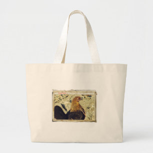 Grand Tote Bag Papiers Vintages de Pâques Hen Grunge