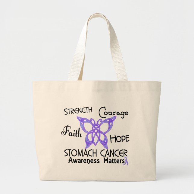 Grand Tote Bag Papillon celtique 3 de cancer de l'estomac (Devant)