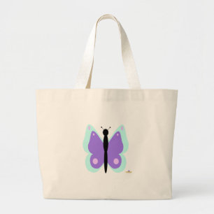 Grand Tote Bag Papillon Cyan Et Violet