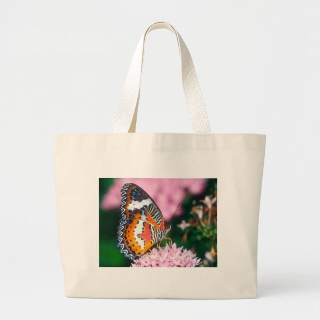 Grand Tote Bag papillon rouge de lacewing de papillons (Devant)