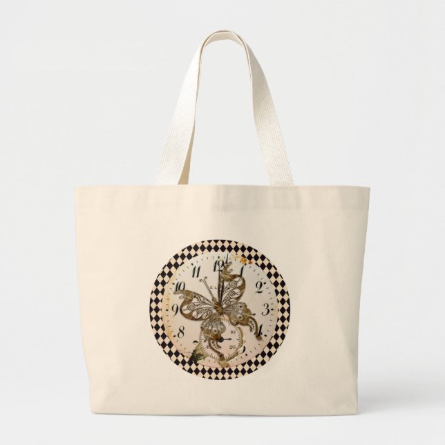 Grand Tote Bag Papillon Steampunk Round (Devant)