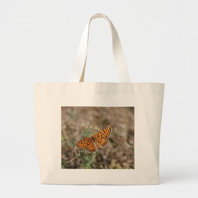 Grand Tote Bag Papillon tacheté orange et noir (Devant)