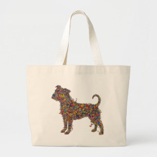 Grand Tote Bag Papillon Tyran Silhouette Art   Maman de chien Pit