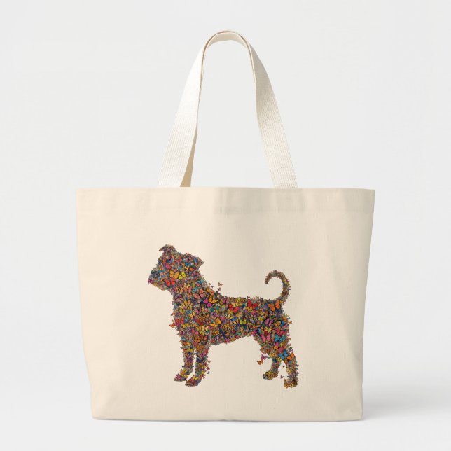 Grand Tote Bag Papillon Tyran Silhouette Art | Maman de Pitbull C (Devant)