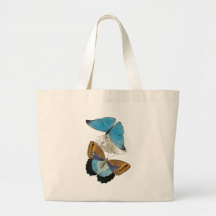 Grand Tote Bag Papillons - Bleu