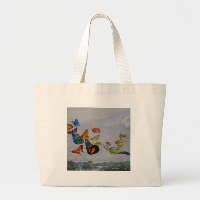 Grand Tote Bag Papillons et papillons de la reine des fées (Devant)