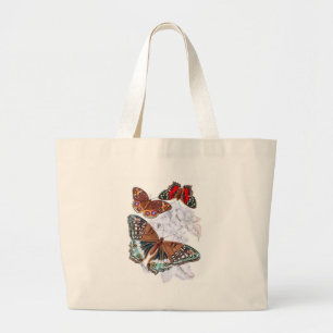 Grand Tote Bag Papillons - Orange et Brown