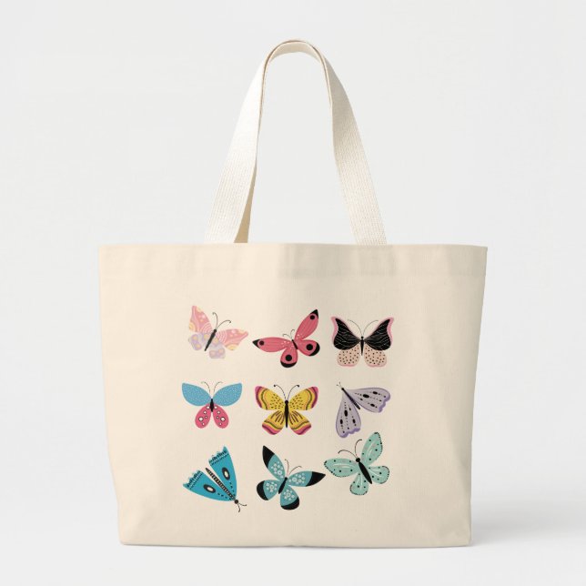 Grand Tote Bag Papillons printaniers (Devant)