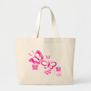 Grand Tote Bag Papillons roses