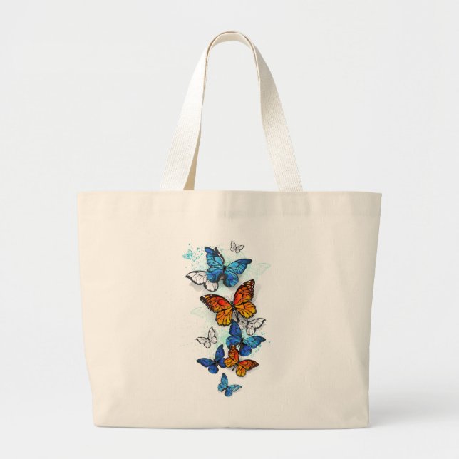 Grand Tote Bag Papillons volants Morpho et Monarch (Devant)