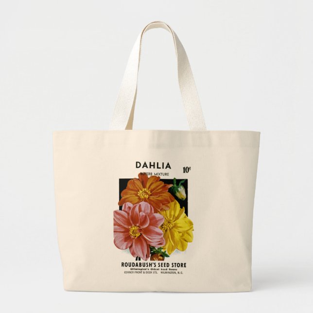 Grand Tote Bag Paquet de semences Vintage Dahlia (Devant)