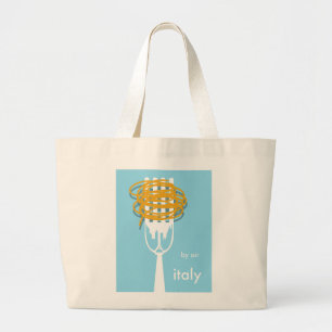Grand Tote Bag par avion affiche de voyage de style vintage Itali
