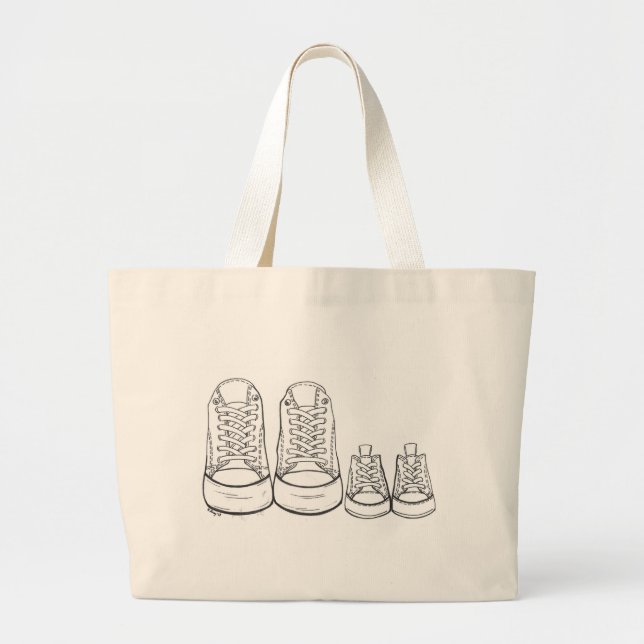 Grand Tote Bag Parent et enfant Baskets Maman Papa Famille Fourre (Devant)