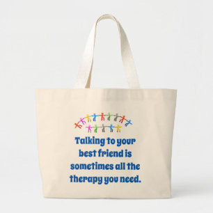 Grand Tote Bag Parler À Votre Meilleur Ami - Citation D'Amitié