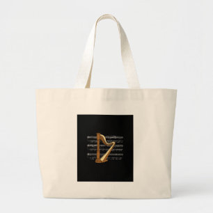 Grand Tote Bag Parlez tout le temps avec le noir blanc B'groung
