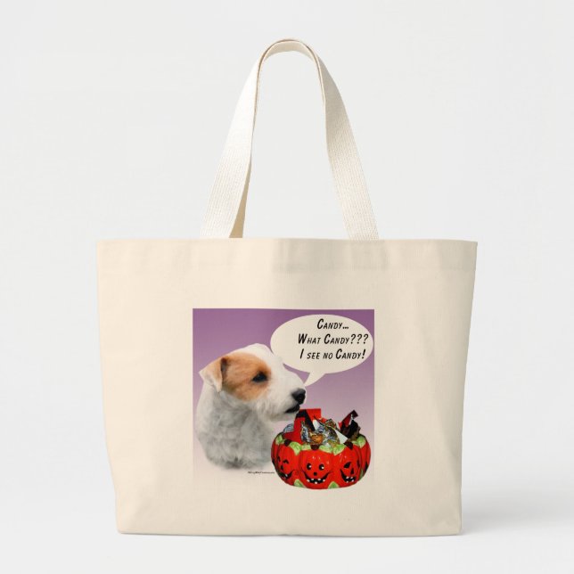 Grand Tote Bag Parson Russell Terrier Halloween Candy (Devant)