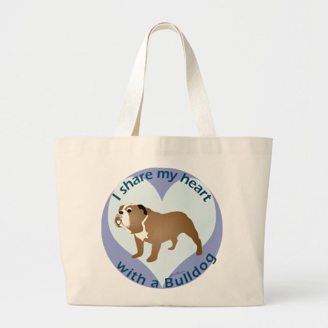 Grand Tote Bag Partagez votre coeur - BULLDOG (Devant)