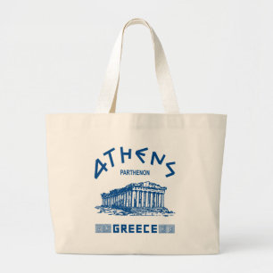 Grand Tote Bag Parthenon - Athènes - Grec (bleu)