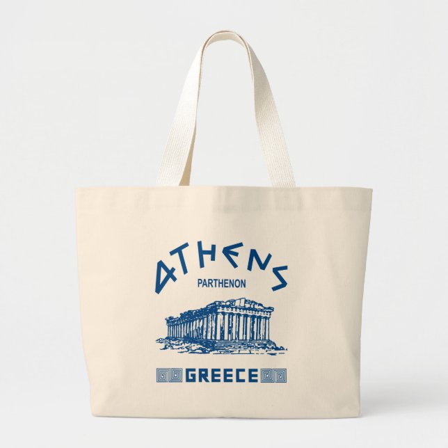 Grand Tote Bag Parthenon - Athènes - Grec (bleu) (Devant)