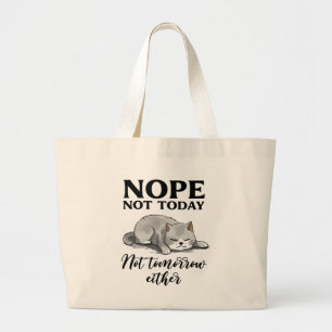 Grand Tote Bag Pas aujourd'hui, pas demain - Chat endormi