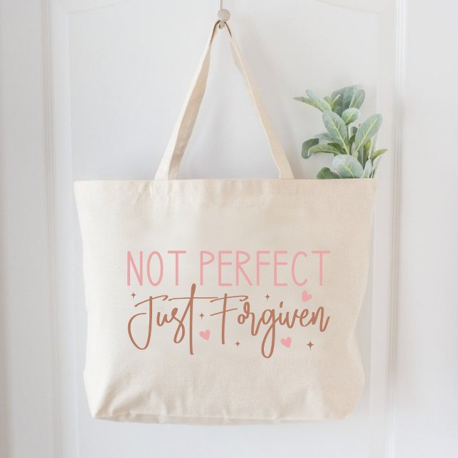 Grand Tote Bag Pas Parfait, Juste Pardonné Les Femmes Chrétiennes (Not Perfect, Just Forgiven Christian Women Large Tote Bag)