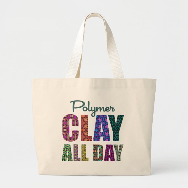 Grand Tote Bag Pâte Polymère Toute la Journée (Devant)