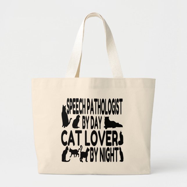 Grand Tote Bag Pathologue de Cat Lover Speech (Devant)