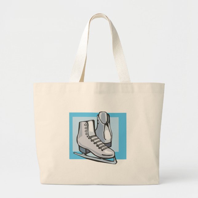 Grand Tote Bag patins à glace blancs graphique (Devant)