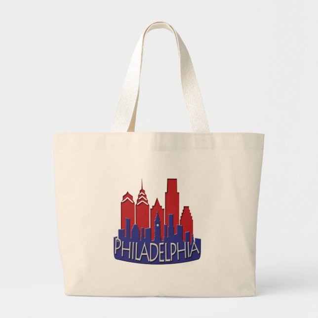 Grand Tote Bag Patriote de newwave d'horizon de Philly (Devant)