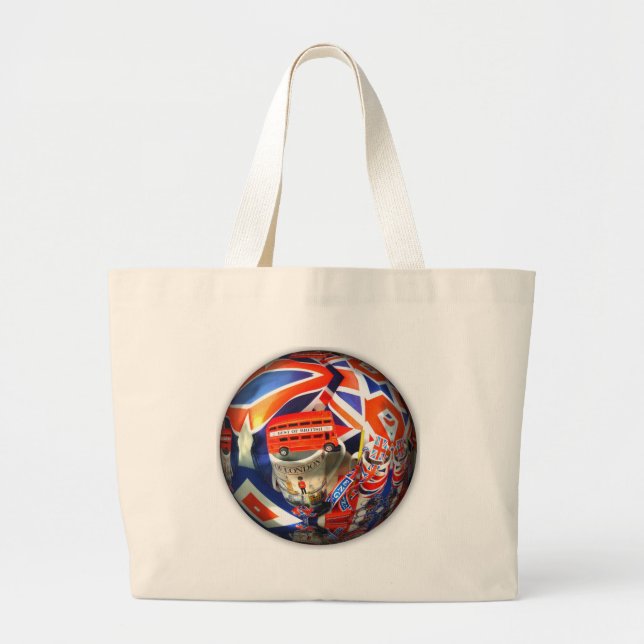 Grand Tote Bag Patriotique Angleterre Londres collage accessoires (Devant)
