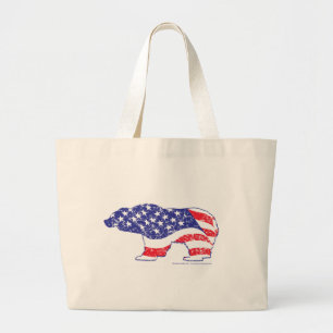 Grand Tote Bag Patriotique-Grizzly-détresse