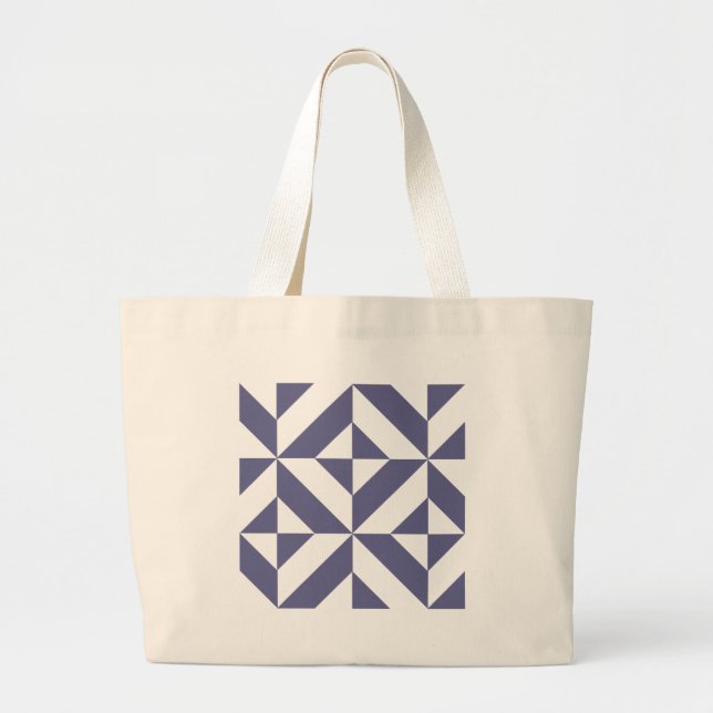 Grand Tote Bag Patters Midnight Blue Geometric Deco Cube (Devant)