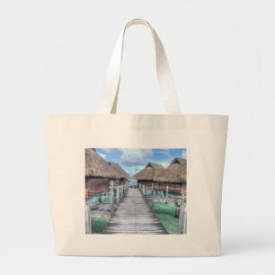 Grand Tote Bag Pavillons rêveurs de Bora Bora Overwater de