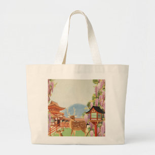 Grand Tote Bag Paysage JAPONAIS   cerf sacré de Nara   temple