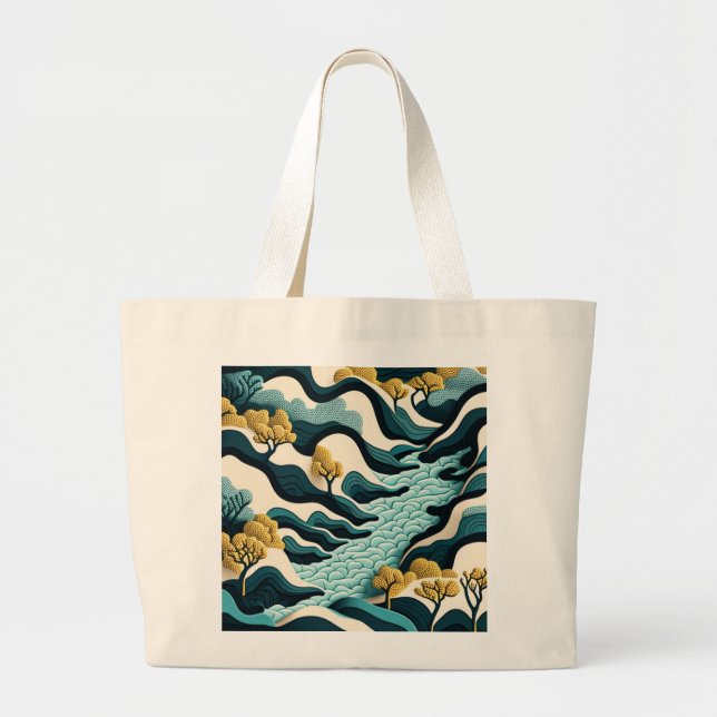 Grand Tote Bag Paysage Moderne (Devant)