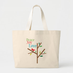 Grand Tote Bag Peace Joy Love Holiday Fourre-tout