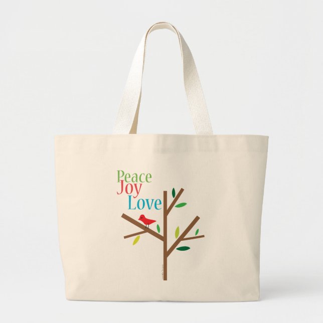 Grand Tote Bag Peace Joy Love Holiday Fourre-tout (Devant)