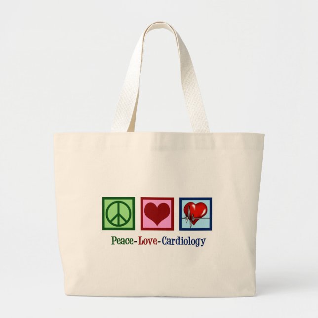 Grand Tote Bag Peace Love Cardiologie Chirurgien de coeur Cardiol (Devant)