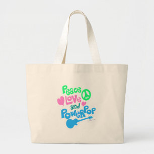 Grand Tote Bag Peace, Love Powerpop Music Thème Moto
