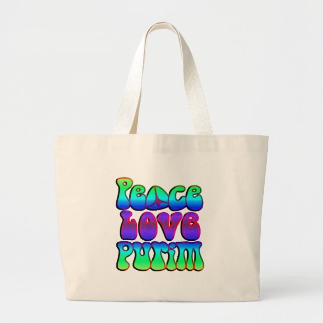 Grand Tote Bag Peace Love Purim (Devant)