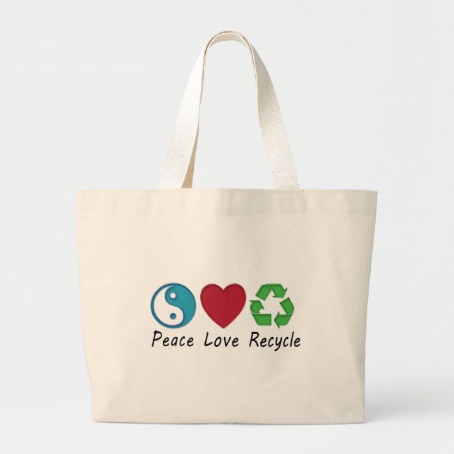 Grand Tote Bag Peace Love Recycle (Devant)